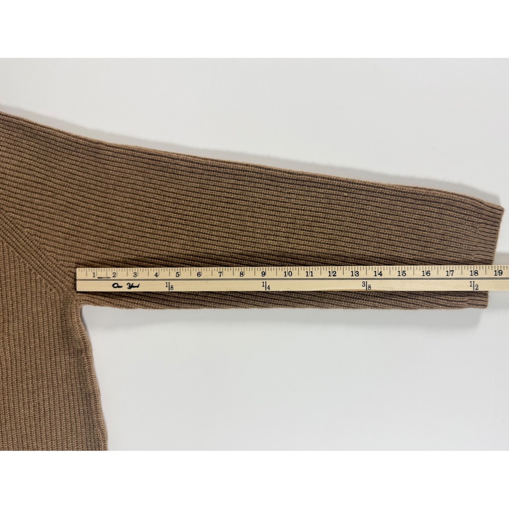 Quince Cashmere Fisherman Sweater XL NWT Teak Brown Ribbed Mongolian Crewneck - Picture 9 of 11